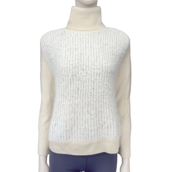 PHILLIP LIM Textured Designer Knitted Wool White Cream Turtleneck Sweater sz S - Picture 4 of 12